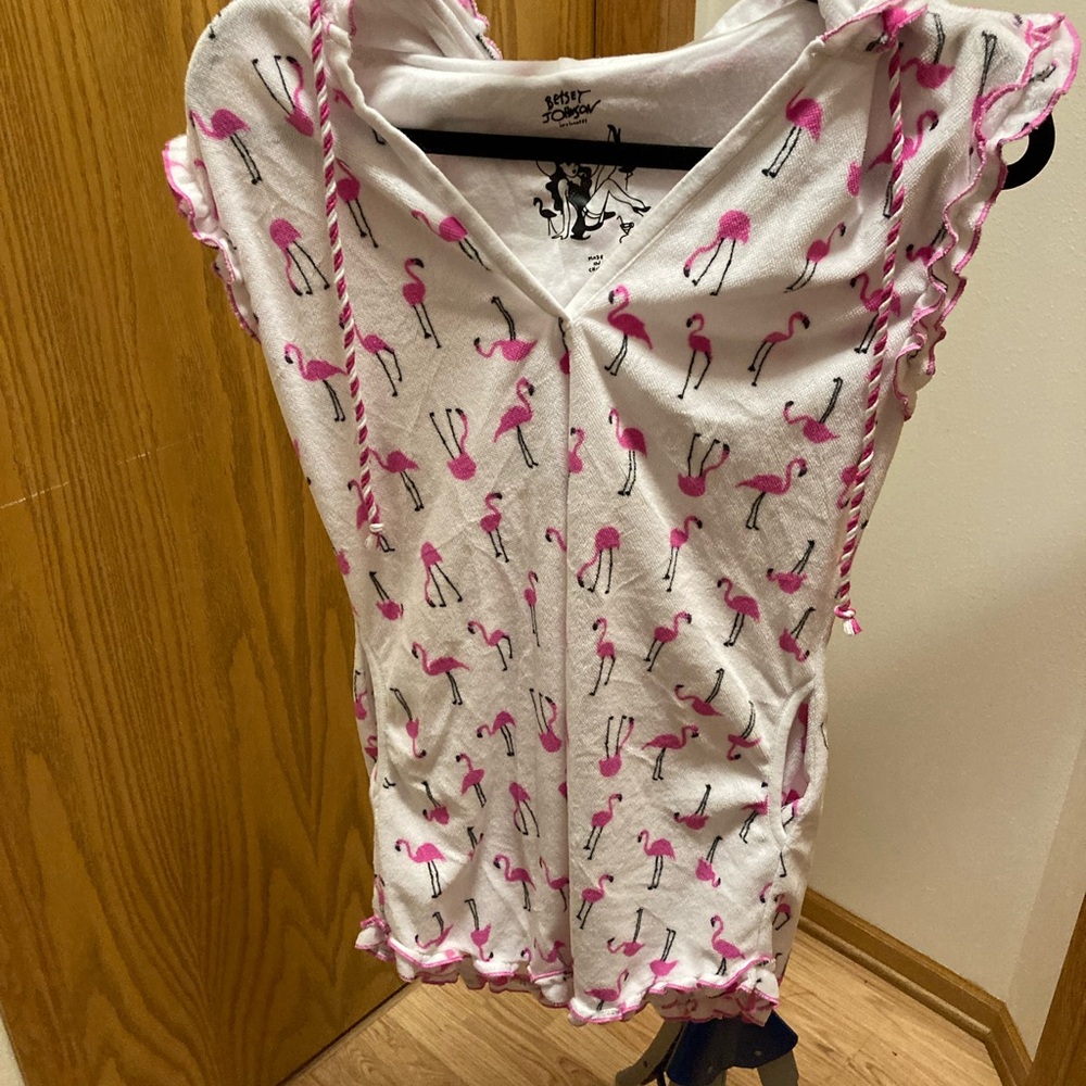 Betsy Johnson Pink Flamingo Print Swimsuit Coverup